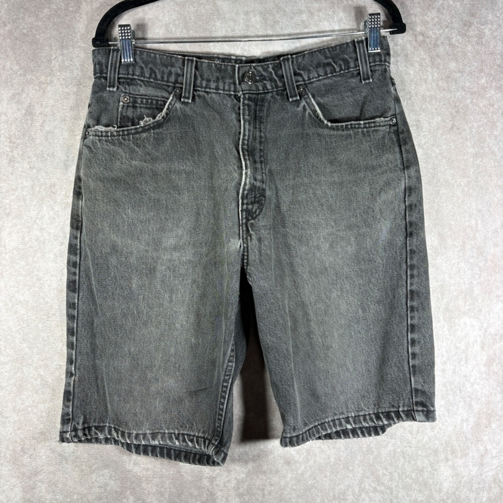 Vintage Levi's 550 Orange Tab Relaxed Fit Denim Shorts Mens 33 Black Acid Wash